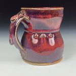 Handmade Stoneware Coffee Mug: Purple Glaze, Slip Trail Dotted Pottery Tea Mug - item 3661 - Image 2