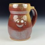 Handmade Ceramic Coffee Mug: Iron Red with White Ash Bamboo Slip Bump Stoneware Pottery - item 3786 - Image 3