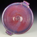 Handmade ceramic artisanal pottery bowls dinnerware stoneware serving bowls centerpiece - Large purple with handles 3687