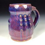 Handmade Ceramic Coffee Mug:  Purple Red Slip Trail Dot Bamboo Stoneware Pottery - item 3851 - Image 3