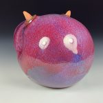 Handmade Stoneware Wheel-Thrown Skull Sculpture: Red Art Pottery Decoration - item 3879 - Image 4