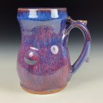 Handmade Stoneware Coffee Mug: Purple Glaze, Slip Trail Dotted with Bump Pottery Tea Mug - item 3646