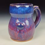 Handmade Stoneware Coffee Mug: Purple Red Glaze, Slip Dotted Bump Pottery Tea Mug - item 3860 - Image 3