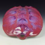 Handmade ceramic stoneware pottery - decorative wall handing sculpture - red purple turtle shell 3637 - Image 2