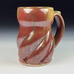 Handmade Ceramic Coffee Mug: Iron Red with White Ash Twisted Stoneware Pottery -  item 3784 - Image 3