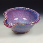 Handmade Ceramic Stoneware Spiral Deep Spoon Rest - Purple Red Glaze with Dotted Rim - item 3873