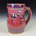 Handmade Stoneware Coffee Mug: Red Purple Glaze, Bump - item 3634