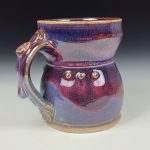 Handmade Stoneware Coffee Mug: Purple Glaze, Slip Trail Dotted Pottery Tea Mug - item 3664