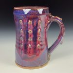 Handmade Stoneware Coffee Mug: Red Purple Glaze, Slip-Trailed Bamboo Bump - item 3628 - Image 2