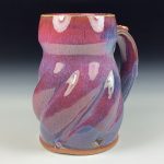 Handmade Stoneware Coffee Mug: Purple Red Glaze, Twisted - item 3774 - Image 3