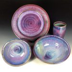 Handmade ceramic artisanal pottery dinnerware stoneware single plate setting - Purple item 3895 - Image 3
