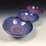 Handmade ceramic artisanal pottery bowls dinnerware stoneware serving bowls - Purple tri-bowl 3688 - Image 2