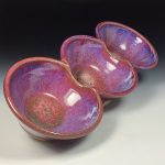 Handmade ceramic artisanal pottery bowls dinnerware stoneware serving bowls - Purple tri-bowl 3817 - Image 2