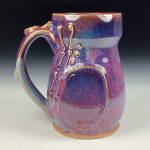 Handmade Ceramic Coffee Mug: Purple Red Bamboo Slip Bump Stoneware Pottery 3785