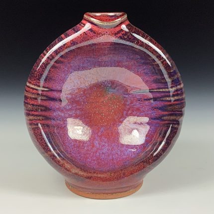 Handmade ceramic stoneware pottery dinnerware bottle - red purple pink sculpture 3674