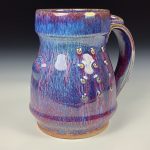 Handmade Stoneware Coffee Mug: Purple Red Glaze, Slip Dotted Pottery Tea Mug  item 3854 - Image 3