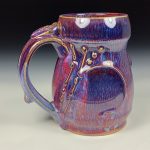Handmade Ceramic Coffee Mug:  Purple Red Slip Trail Dot Bamboo Stoneware Pottery - item 3851