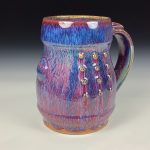 Handmade Ceramic Coffee Mug:  Purple Red Slip Trail Dot Bamboo Stoneware Pottery - item 3864 - Image 3