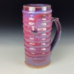 Large Handmade Stoneware Coffee Mug: Purple Red Glaze, Bamboo Wiggle - item 3731 - Image 3