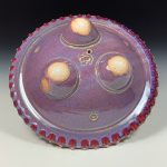 Handmade stoneware art abstract ceramic sculptures pottery decoration UFO - Red wheel thrown enclosed form altered sculpture - item 3820 - Image 3