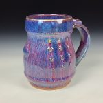 Handmade Ceramic Coffee Mug:  Purple Red Slip Trail Dot Bamboo Stoneware Pottery -  item 3865 - Image 3
