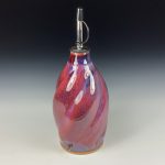 Handmade Ceramic Olive Oil Dispenser: Purple Red Twisty Stoneware Cruet - item 3747