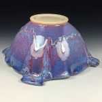 Handmade ceramic artisanal pottery bowls dinnerware stoneware serving bowls centerpiece - Large purple twisted rim with handles 3681 - Image 3