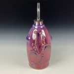 Handmade Ceramic Olive Oil Dispenser: Purple Red Bamboo Slip-Trail Bump Stoneware Cruet - item 3745 - Image 2