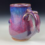 Handmade Stoneware Coffee Mug: Purple Red Glaze, Bamboo Slip Bump - item 3761 - Image 2