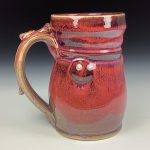 Handmade Stoneware Coffee Mug: Red Purple Glaze, Bump - item 3634 - Image 2