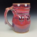 Handmade Stoneware Coffee Mug: Red Purple Glaze, Bump - item 3635 - Image 2