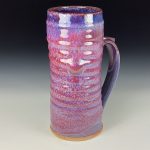 Large Handmade Stoneware Coffee Mug: Purple Red Glaze, Guitar Wiggle Bump - item 3727 - Image 3
