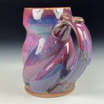 Handmade Stoneware Coffee Mug: Purple Red Glaze, Twisted - item 3774 - Image 2