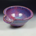 Handmade Ceramic Stoneware Spiral Deep Spoon Rest - Purple Red Glaze with Dotted Rim - item 3877