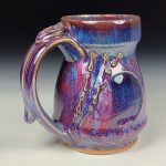 Handmade Stoneware Coffee Mug: Purple Red Glaze, Slip Dotted Pottery Tea Mug  item 3854