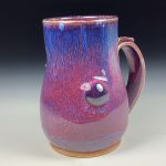 Handmade Stoneware Coffee Mug: Purple Red Glaze, Jellyfish Slip Bump - item 3766 - Image 3