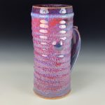 Large Handmade Stoneware Coffee Mug: Purple Red Glaze, Bamboo Slip Trail Wiggle Bump - item  3712 - Image 3
