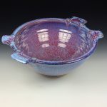 Handmade ceramic artisanal pottery bowls dinnerware stoneware serving bowls centerpiece - Large purple with handles 3684 - Image 2