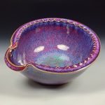 Handmade Ceramic Stoneware Spiral Deep Spoon Rest - Purple Red Glaze with Dotted Rim - item 3867