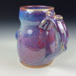 Handmade Stoneware Coffee Mug: Purple Red Glaze, Bamboo Bump Pottery Tea Mug - item 3760 - Image 2