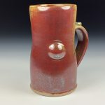 Handmade Ceramic Coffee Mug: Iron Red with White Ash Bamboo Slip Bump Stoneware Pottery - item 3778 - Image 3