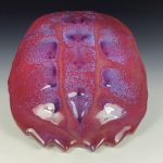 Handmade ceramic stoneware pottery - decorative wall handing sculpture - red purple turtle shell 3637