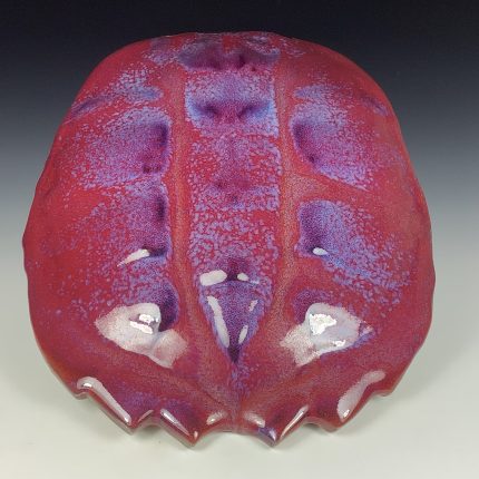 Handmade ceramic stoneware pottery - decorative wall handing sculpture - red purple turtle shell 3637