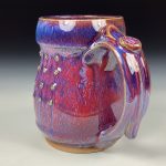 Handmade Ceramic Coffee Mug:  Purple Red Slip Trail Dot Bamboo Stoneware Pottery - item  3849 - Image 2