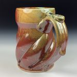 Handmade Ceramic Coffee Mug: Iron Red with White Ash Twisted Stoneware Pottery -  item 3784 - Image 2