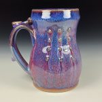 Handmade Stoneware Coffee Mug: Purple Glaze, Slip Trail Dotted with Bump Pottery Tea Mug - item 3646 - Image 2