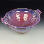 Handmade ceramic artisanal pottery bowls dinnerware stoneware serving bowls centerpiece - Large purple with handles 3687 - Image 2