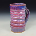 Handmade Stoneware Coffee Mug: Purple Red Glazed with Wiggle Ceramic Pottery - item 3856 - Image 3