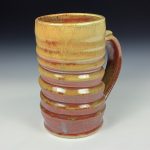 Handmade Stoneware Coffee Mug: Iron Red with White Ash Glaze, Wiggle Pottery Tea Mug - item 3863 - Image 3