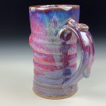 Handmade Stoneware Coffee Mug: Purple Red Glaze, Slip Dotted Bump Wiggle Pottery Tea Mug - item 3794 - Image 2